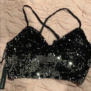 Sparkly Silver and Black Crop Top (Fashion Nova)
